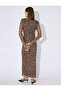 Long Leopard Dress Mock Neck Long Sleeve Pencil Form - 4