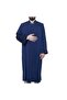 ثوب إمام صامت باللون الأزرق الداكن - موديل مطرز على الأكمام والياقة - 5