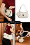 Original Women's Special Boxed Mini Baguette Bag with Wallet, Soft Leather, Zippered, Satin Lined, Single Compartment, Stylish Daily Use Small Size Hand and Shoulder Bag - Cream - 2