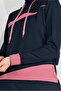 Women's Navy Blue K Hooded Two-Color Double Tracksuit Set 2708 - 4