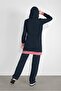 Women's Navy Blue K Hooded Two-Color Double Tracksuit Set 2708 - 3