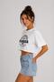 Women's Loose Fit T-Shirt Florida Printed Crop T-Shirt - White - 2