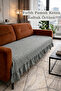 Ruffled Sofa Cover Bohemian Cotton Linen |   Non-Slip, Washable, Modern Stylish Design Anthracite - 4