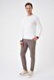Slim Fit Ribbed Woven Cotton Long Sleeve White T-Shirt Ts 887 - 3