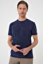 Comfort Fit Crew Neck Tie-Dye Look Stretchy Cotton Navy Blue T-Shirt Ts 905 - 3