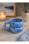 Bead Handle Patterned Blue Ebruly Handmade Ceramic Mug