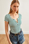 Women's Thick Ribbed Emerald Green Snap Camisole Blouse BLZ-19000171 - 3
