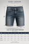 Men's Slim Fit Jean Shorts Lycra Slim Fit Denim Shorts C342- Makedon - 2