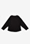 Black Cute Ghost Printed Long Sleeve Halloween Girls' T-Shirt - 3