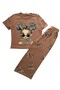 Beige Leopard Girl's Tracksuit - 100% Cotton Loose Wide Leg Seasonal Sofa - 2