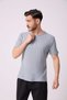 Men's Henley Collar Short Sleeve Casual Basic Gray T-Shirt Made of 100% Cotton Textured Fabric - 2