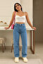 Women's Casual Denim Wide Leg Ice Blue Jeans - 4
