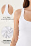 Women's Camisole Crew Neck Ribbed Flexible Basic White Blouse Undershirt - 5