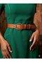 Women's Belt Gold Chain Patterned Buckle Faux Leather Belt Waist Belt Coat Belt Dress Belt Trouser Belt Unisex Belt - 2