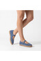 Flat Genuine Suede Leather Blue Women's Espadrille - 7