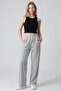 Gray high waist front tasseled wide leg double pocketed sweatpants