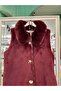 Shoulder Pad Tex Fur Angora Vest - Bordo - 3 - 3