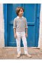 Striped Polo Collar Sweatshirt for 6-9 Years - Navy Blue