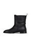 Black Leather Women's Flat Boots 30Wb25554 - 3
