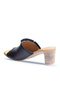 Shoes Black Leather Women's Heeled Slippers 01Wn4002 - 4