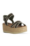 Khaki Shiny Leather Women's Wedge Heel Piece Set Espadrilles Sandals 01Wu6116 - 2
