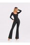 Black Color Scrunch Butt Spanish Style Long Sleeve Sports Leggings Jumpsuit - 3