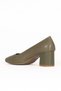 Khaki Leather Women's Heeled Shoes 01We5601 - 5