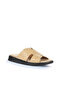 Beige Leather/Ostrich Men's Flat Slippers 25Mt2488 - 2