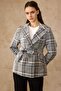 Plaid Patterned Unlined Short Trench Coat Pudra 6848 - 2