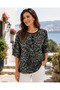 Short Sleeved Green Patterned Blouse 1 Piece Quality Practical Stylish Beautiful - 2