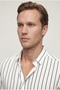 Slim Fit White Line Printed Shirt - 3