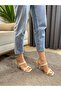 Eliz Cream 9 cm Goblet Heeled Women's Slippers - 4