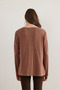 Women's Milk Coffee Boat Neck Wool Viscose Flowy Blouse Blz- 19002738 - 2