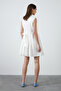 Ecru Poplin Dress with Ornamental Stitching Detail - 4