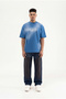Men's m Logo Patched Washing Oversize T-Shirt Indigo - 4
