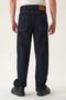 Men's Water Washed Navy Blue Regular Waist Long Leg Baggy Denim Jeans - 3