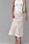 Floral Pattern Viscose Satin Fabric Verev Midi Skirt - Pink Floral