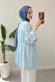 Front Gathered Long Tunic 2338 - Baby Blue - 5