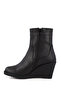 Women's Black Zippered Wedge Heeled Boots - 4