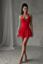 Strapless Model with Neck Tie, Layered Ruffles, Flared Mini Dress - 3