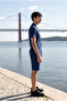 Men's Relax Fit Shirt Basic Shorts Navy Blue Summer Linen Two-Piece Set - 4
