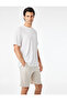 Linen Blend Striped Bermuda Summer Shorts with Pockets and Lace-Up Waist - 3