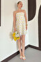Embroidered Daisy Cream Strapless Dress - 6