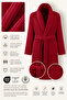 Burgundy Striped Bathrobe 100% Certified Cotton Shawl Collar Unisex Bathrobe / Dressing Gown 340 Gr/M2 - 4