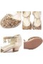 Girls Sparkly Sequins Dress Shoes with Low Heel, Closed Toe Sandals for Wedding Party Flower Girl