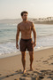 Men's Swim Shorts Patterned Quick-Drying Elastic Waist Lace-Up Summer Beach Shorts-6020 - 2