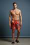 Men's Swim Shorts with Front and Back Zipper Pockets, Quick-Drying, Elastic Waist, Tie-Down Beach Shorts, Orange