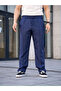 Men's Linen Pocketed Stitched Jogger Buggy Pants Comfortable Fit - Navy Blue - 2