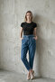 Women's High Waist Stretchy Blue Baggy Jeans - 5