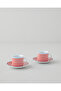 Fresco Porcelain 4 Piece Coffee Cup Set for 2 People 80 ml Red - White